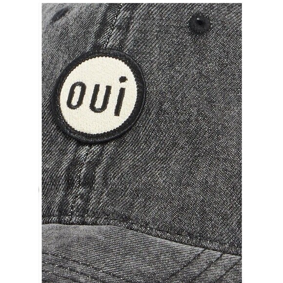 Clare V Oui Embroidered Cotton Twill Baseball Cap Faded Black Denim NWOT - Picture 3 of 9